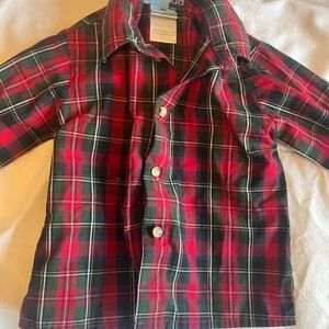 Plaid Kids Shirt - Red and Green